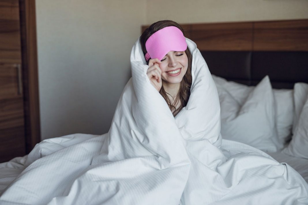 Wearing an eye sleeping mask for sleeping can help you get a better nights sleep