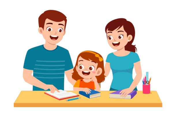 Parents Helping Child with School Homework