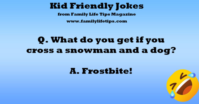 Kid Friendly Jokes Q. What do you get if you cross a snowman and a dog